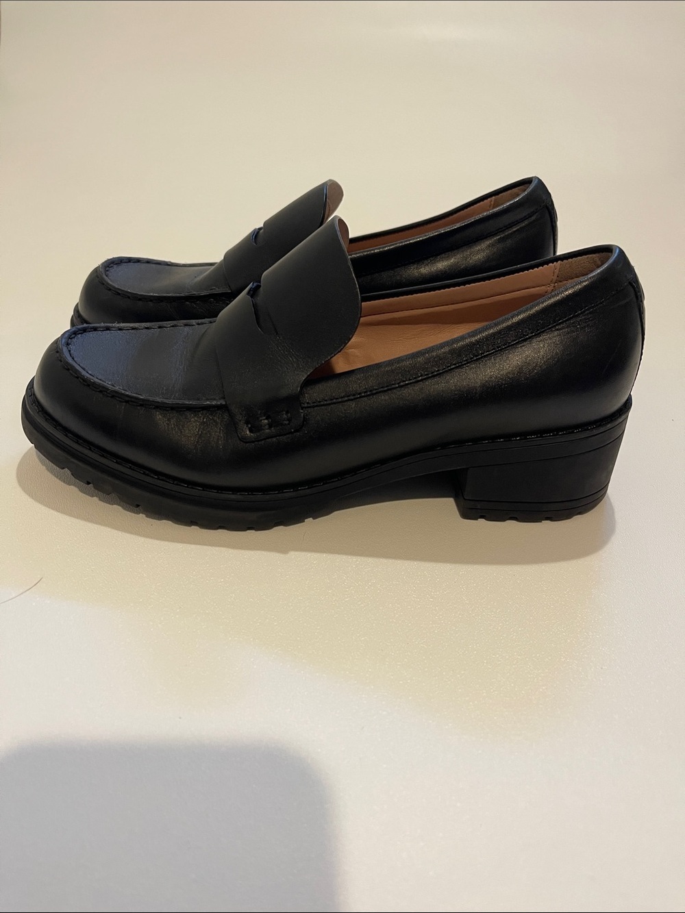 Cole Haan Camea Women's Black Leather Low Block Heel Loafers